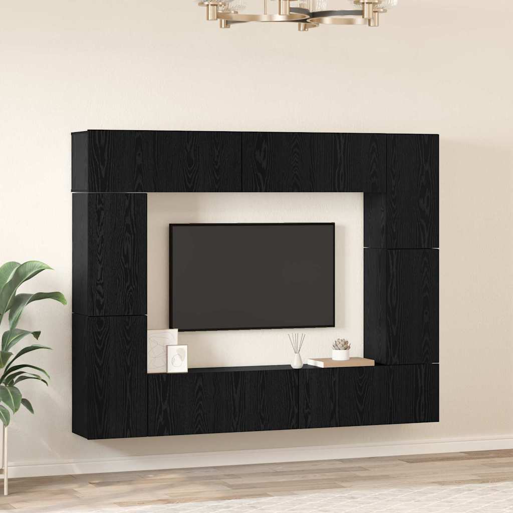 vidaXL Σετ επίπλου τηλεόρασης 8 pcs Μαύρη δρυς 80 x 30 x 30 εκ