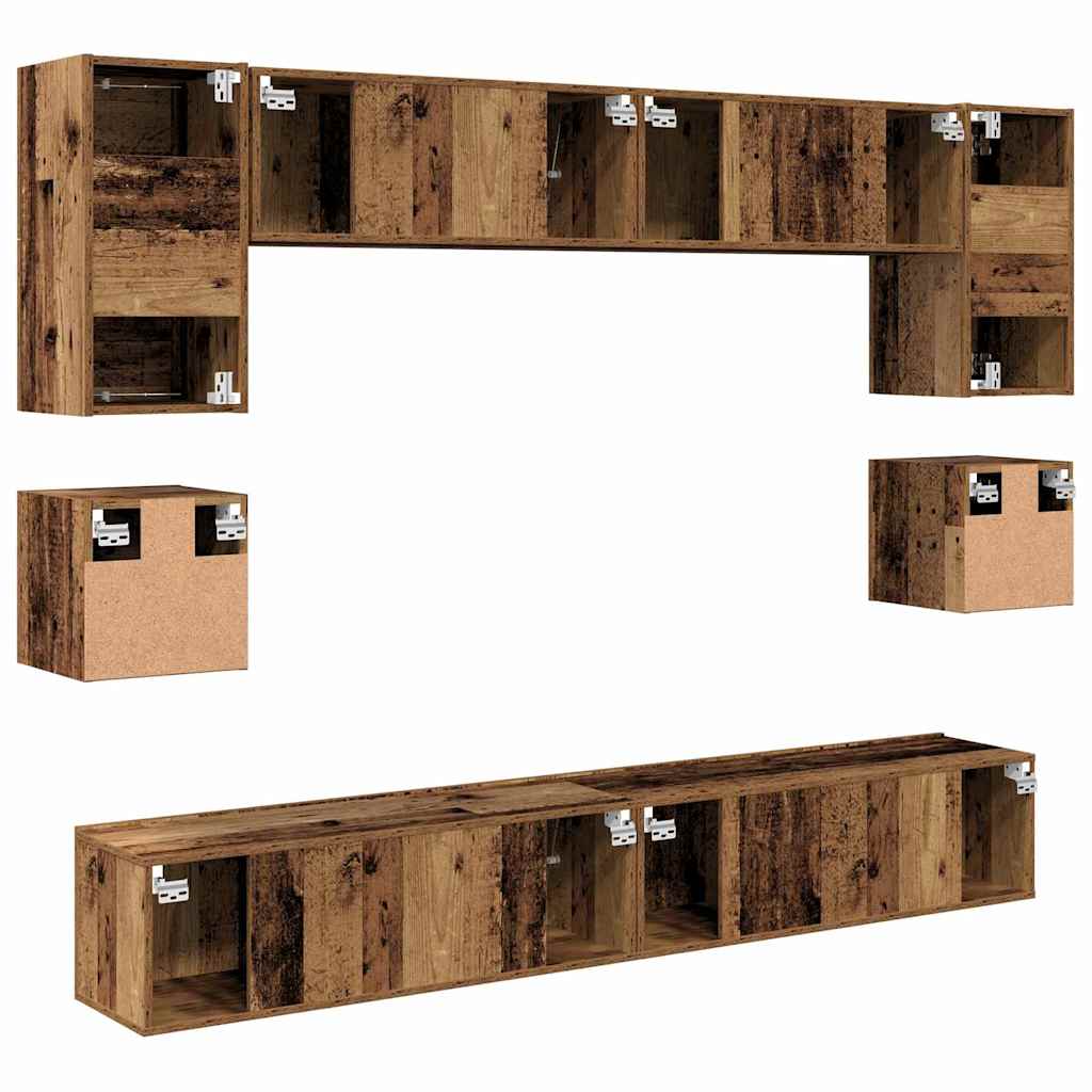 vidaXL Σετ επίπλου τηλεόρασης 8 pcs Παλαιό ξύλο 100 x 30 x 30 cm