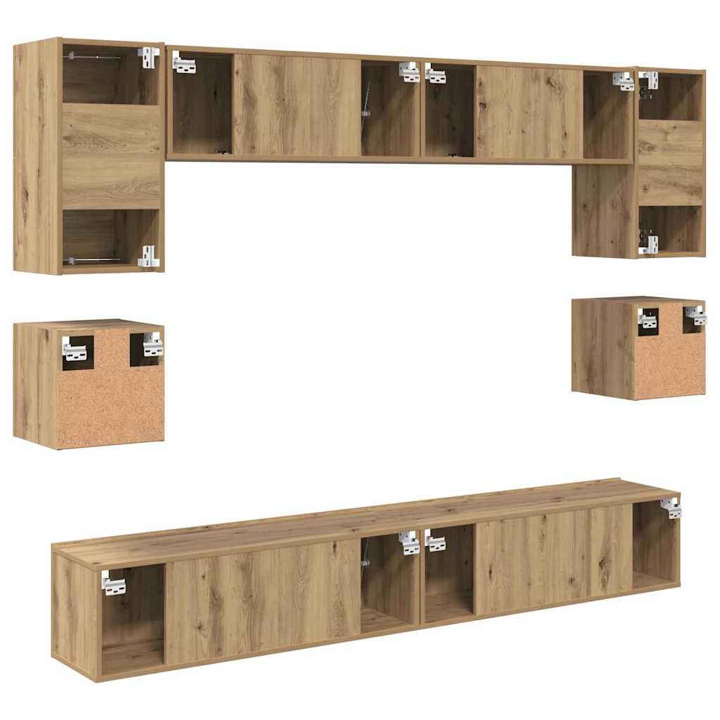 vidaXL Σετ επίπλου τηλεόρασης 8 pcs Artisan Oak Επεξεργασμένο ξύλο