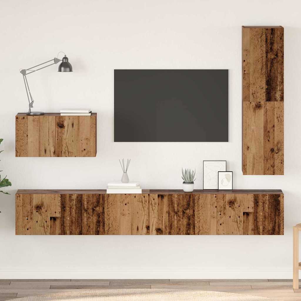 vidaXL Σετ επίπλου τηλεόρασης 4 pcs Παλαιό ξύλο 30.5 x 30 x 110 εκ.