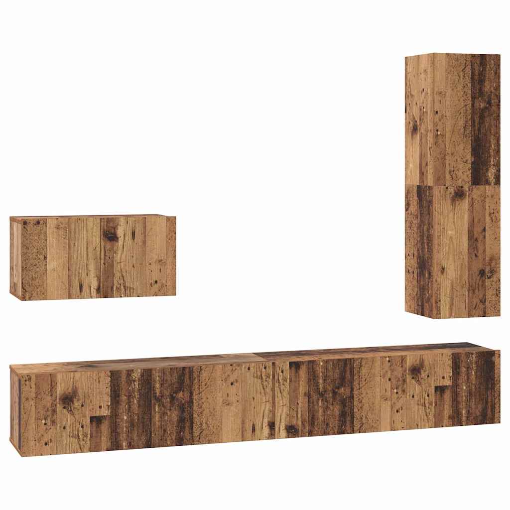 vidaXL Σετ επίπλου τηλεόρασης 4 pcs Παλαιό ξύλο 30.5 x 30 x 110 εκ.