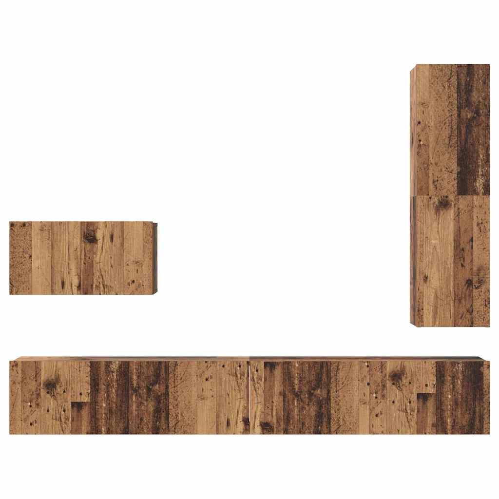 vidaXL Σετ επίπλου τηλεόρασης 4 pcs Παλαιό ξύλο 30.5 x 30 x 110 εκ.