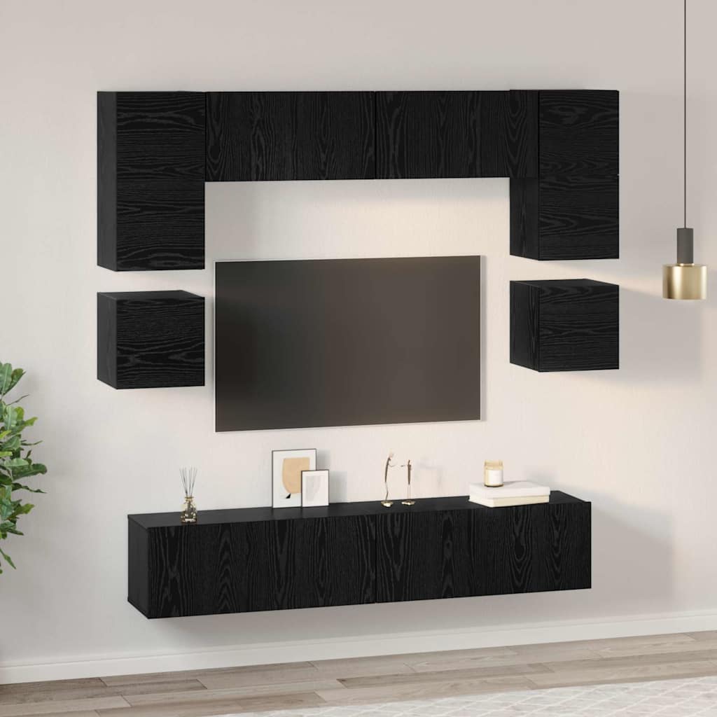 vidaXL Σετ επίπλου τηλεόρασης 8 pcs Μαύρη δρυς 80 x 30 x 30 εκ