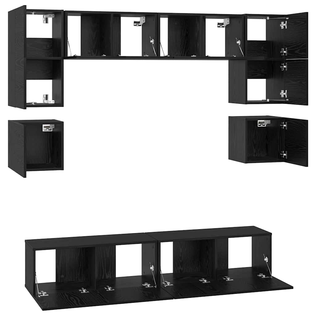 vidaXL Σετ επίπλου τηλεόρασης 8 pcs Μαύρη δρυς 80 x 30 x 30 εκ