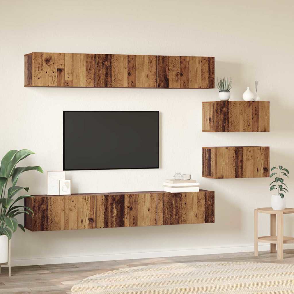 vidaXL Σετ επίπλου τηλεόρασης 8 pcs Παλαιό ξύλο 60 x 30 x 30 cm