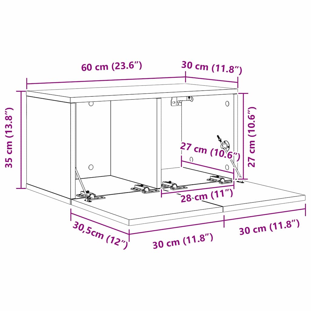 vidaXL Σετ επίπλου τηλεόρασης 8 pcs Μαύρη δρυς 60 x 30 x 30 cm