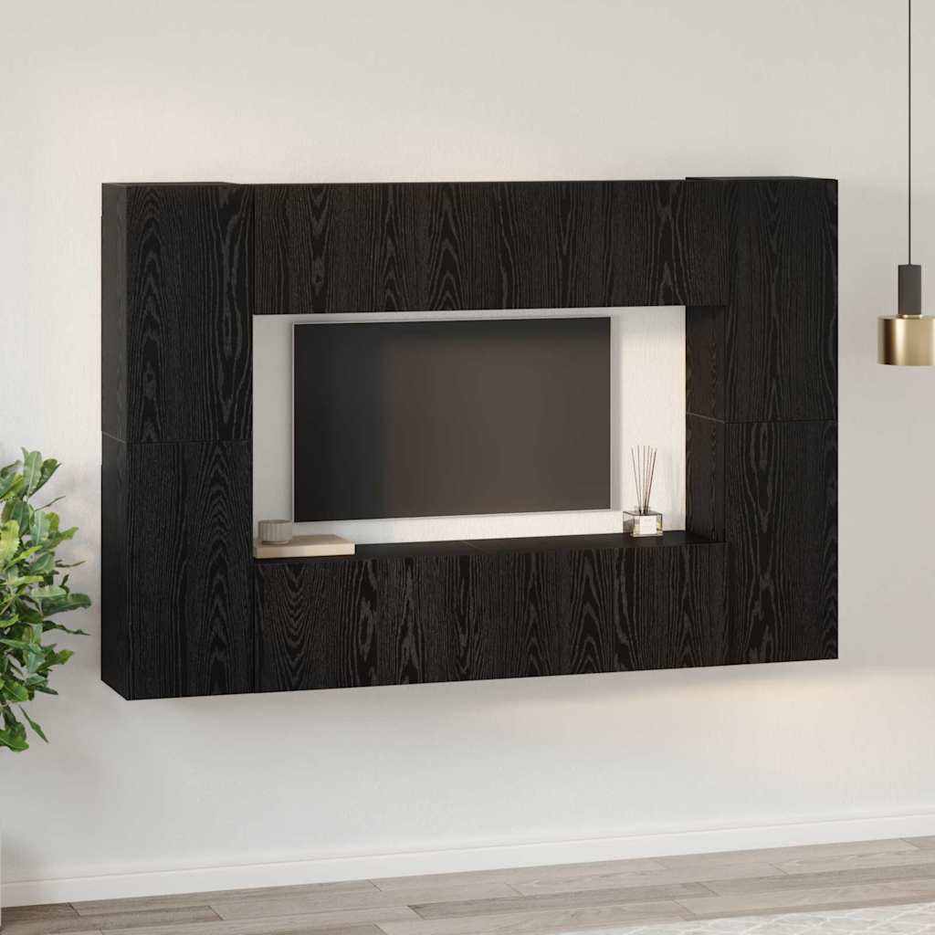 vidaXL Σετ επίπλου τηλεόρασης 8 pcs Μαύρη Δρυς 181 x 30 x 120 εκ