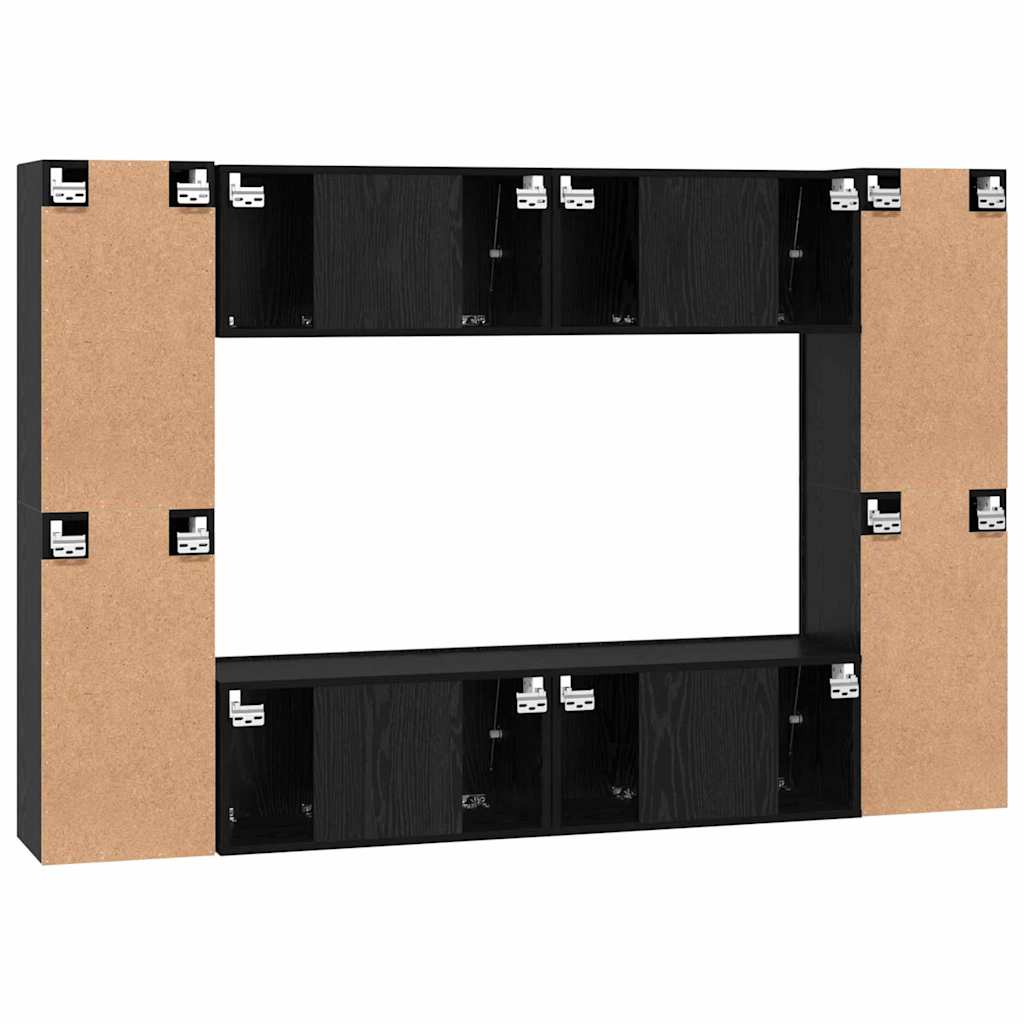 vidaXL Σετ επίπλου τηλεόρασης 8 pcs Μαύρη Δρυς 181 x 30 x 120 εκ