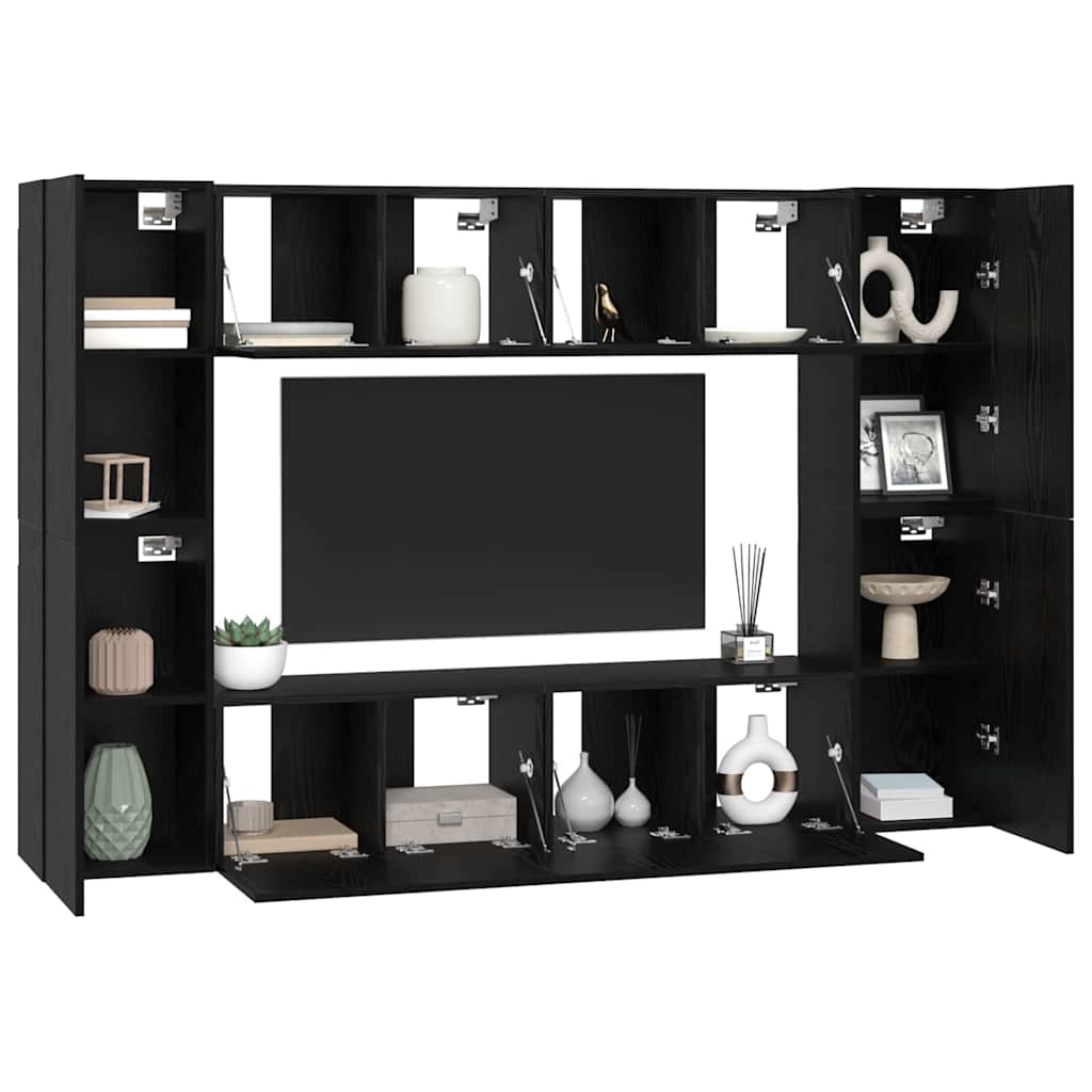 vidaXL Σετ επίπλου τηλεόρασης 8 pcs Μαύρη Δρυς 181 x 30 x 120 εκ