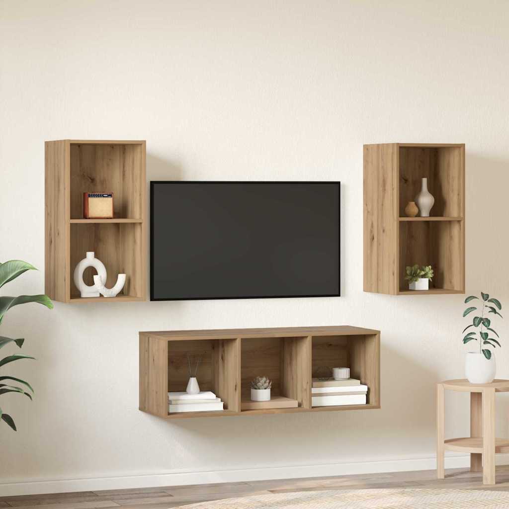vidaXL Σετ Τηλεοπτικού Κάδου 3 pcs artisan δρυς 37 x 37 x 107 εκ