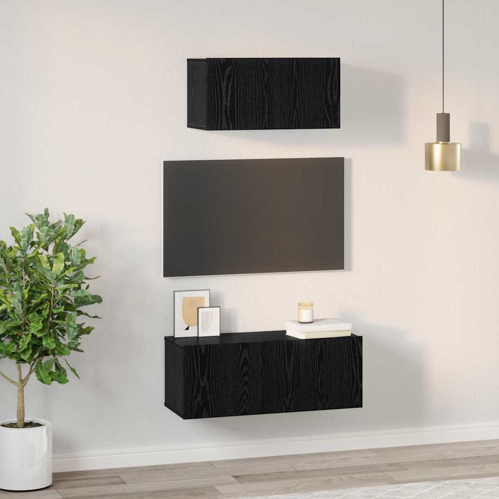 vidaXL Σετ επίπλου τηλεόρασης 2 pcs Μαύρη δρυς 80 x 30 x 30 εκ