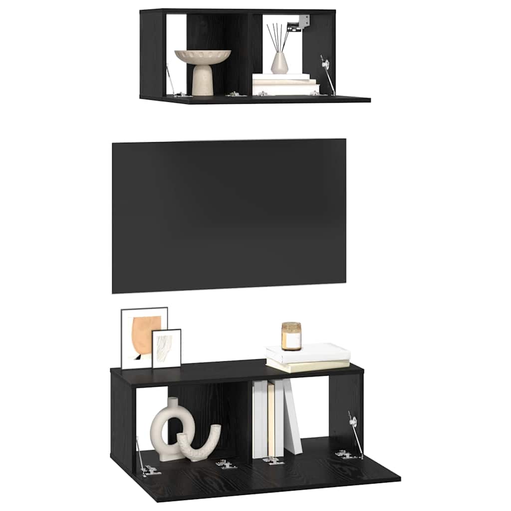 vidaXL Σετ επίπλου τηλεόρασης 2 pcs Μαύρη δρυς 80 x 30 x 30 εκ