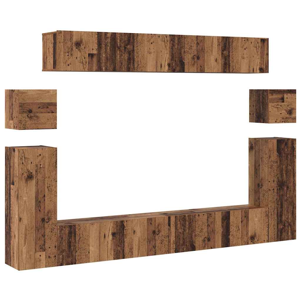 vidaXL Σετ επίπλου τηλεόρασης με ράφι 8 pcs Παλιό ξύλο