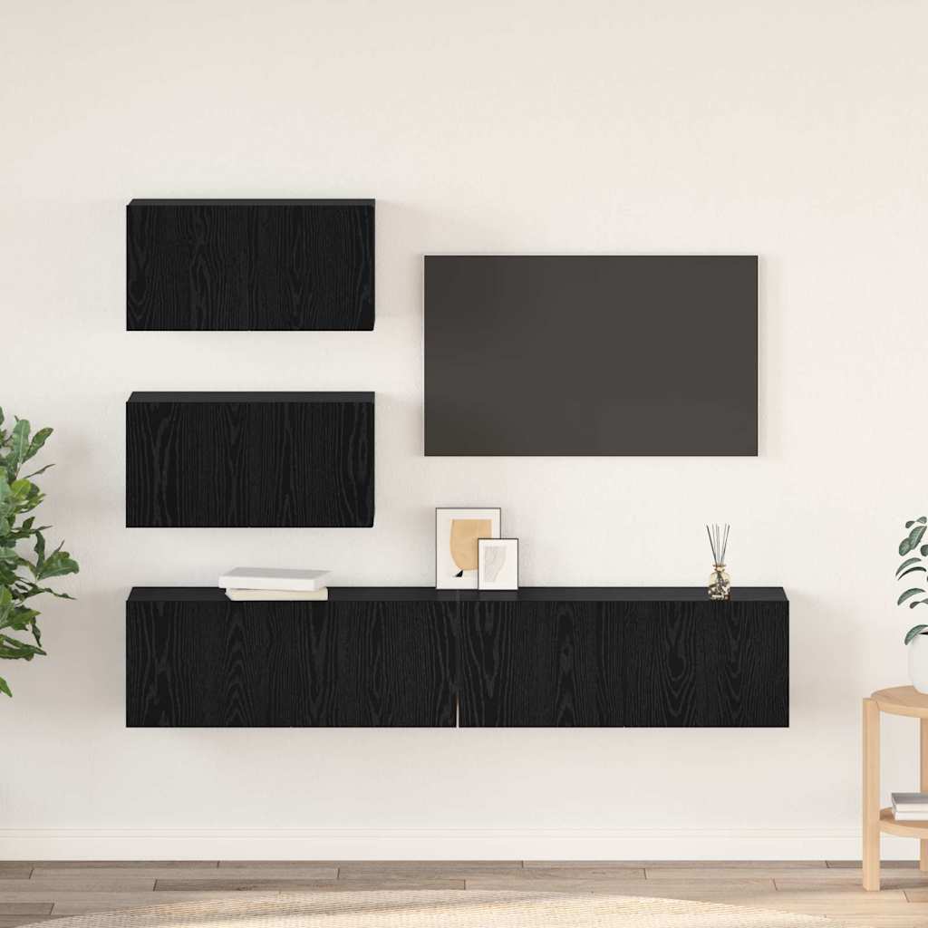 vidaXL Σέτ Ντουλάπας Τηλεόρασης 4 pcs Μαύρη Δρυς 80 x 30 x 30 εκ.