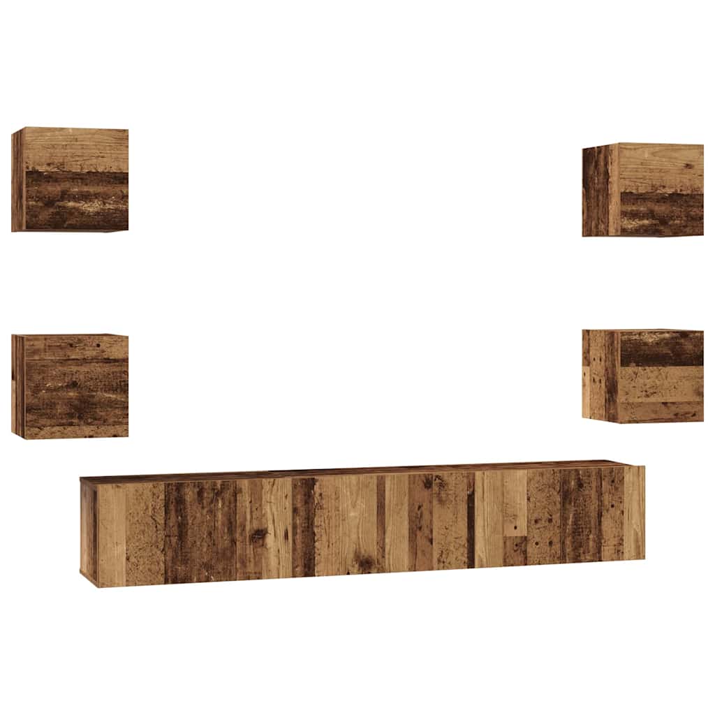 vidaXL Σετ επίπλου τηλεόρασης 7 pcs Παλαιό ξύλο 60 x 30 x 30 cm