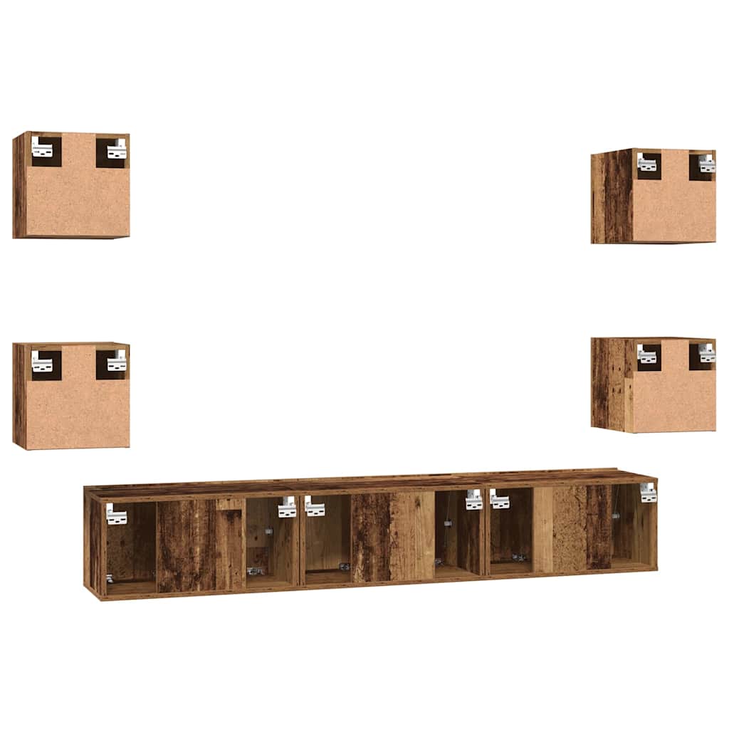 vidaXL Σετ επίπλου τηλεόρασης 7 pcs Παλαιό ξύλο 60 x 30 x 30 cm