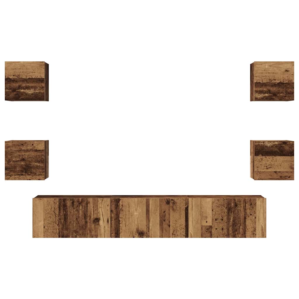 vidaXL Σετ επίπλου τηλεόρασης 7 pcs Παλαιό ξύλο 60 x 30 x 30 cm