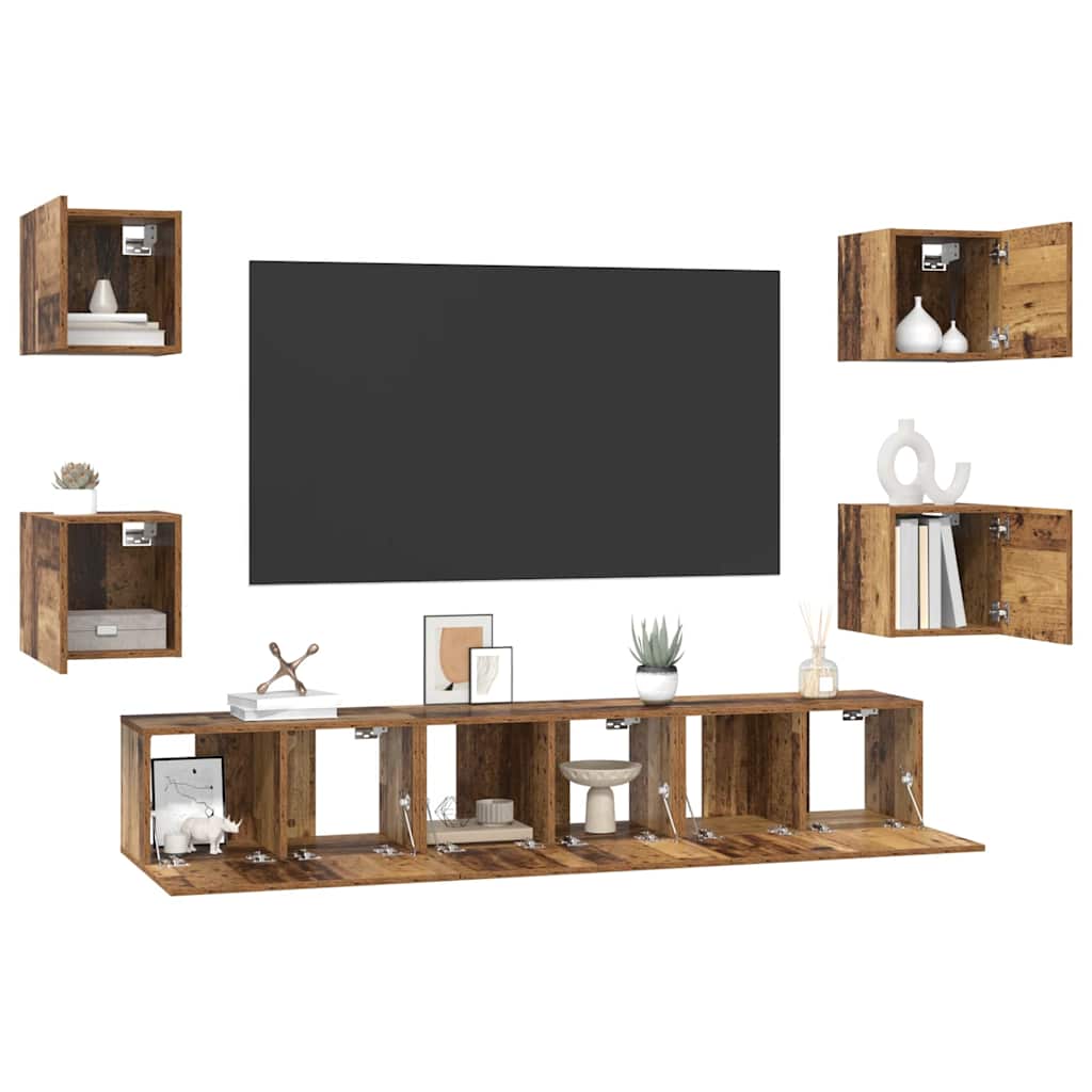 vidaXL Σετ επίπλου τηλεόρασης 7 pcs Παλαιό ξύλο 60 x 30 x 30 cm