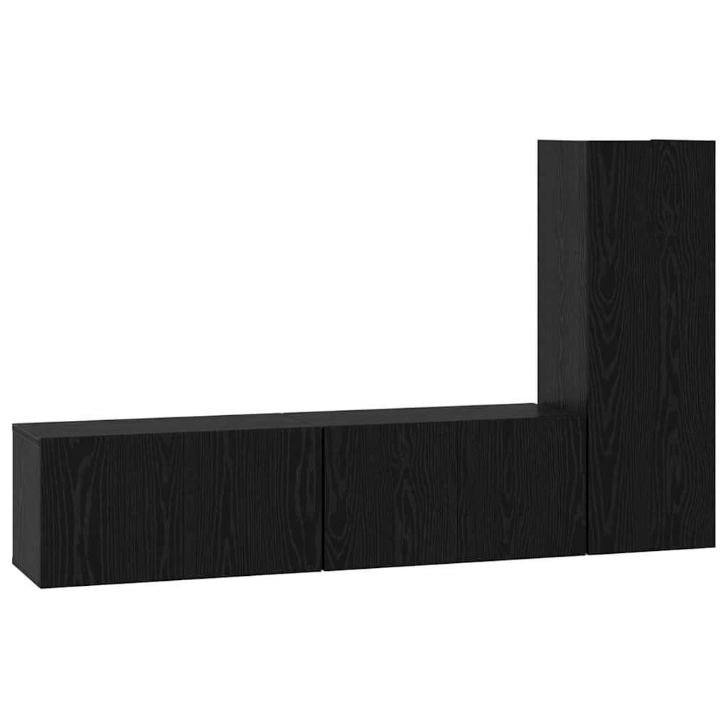 vidaXL Σετ Ράφι Τηλεόρασης 3 pcs Μαύρη Δρυς 150.5 x 30 x 90 εκ.