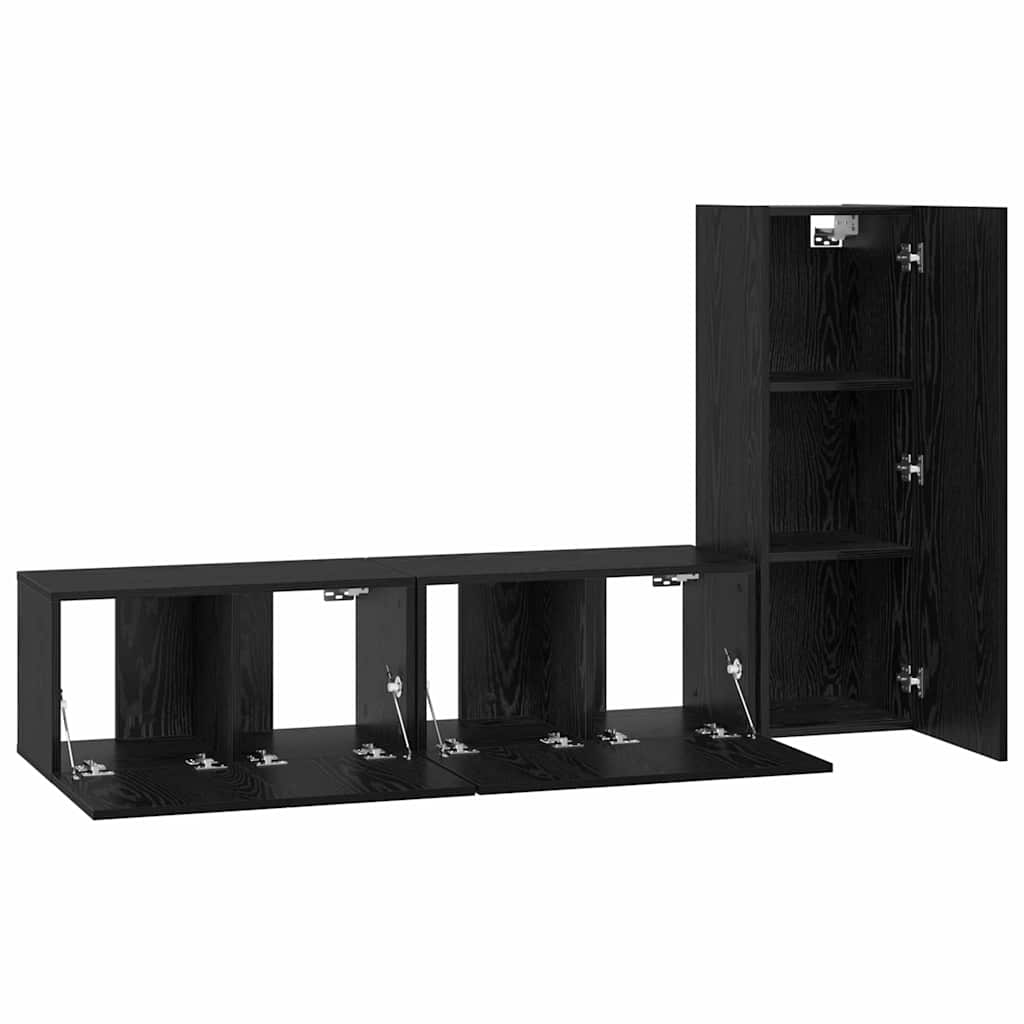 vidaXL Σετ Ράφι Τηλεόρασης 3 pcs Μαύρη Δρυς 150.5 x 30 x 90 εκ.