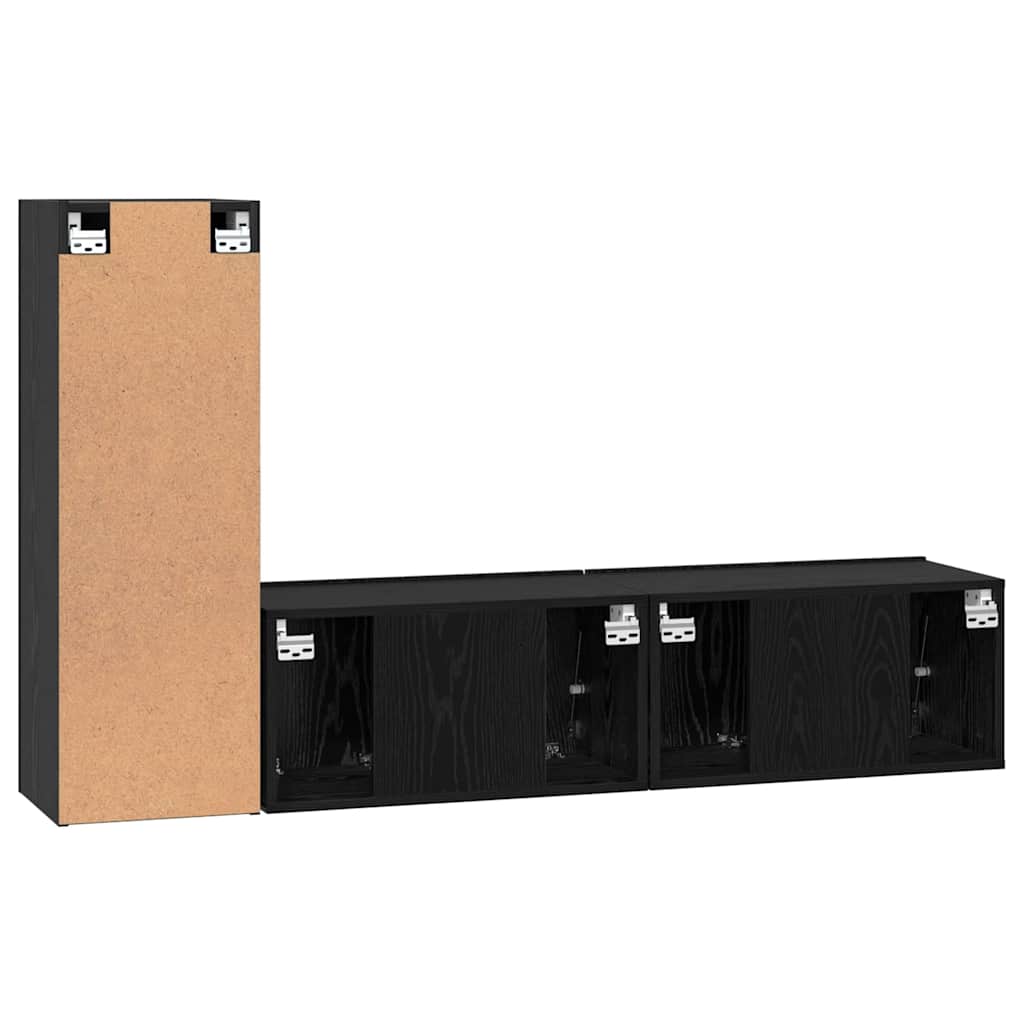 vidaXL Σετ Ράφι Τηλεόρασης 3 pcs Μαύρη Δρυς 150.5 x 30 x 90 εκ.