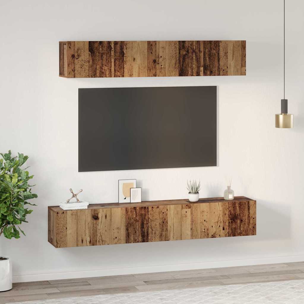 vidaXL Σετ επίπλου τηλεόρασης Επιτοίχιο 5 pcs Παλαιό ξύλο