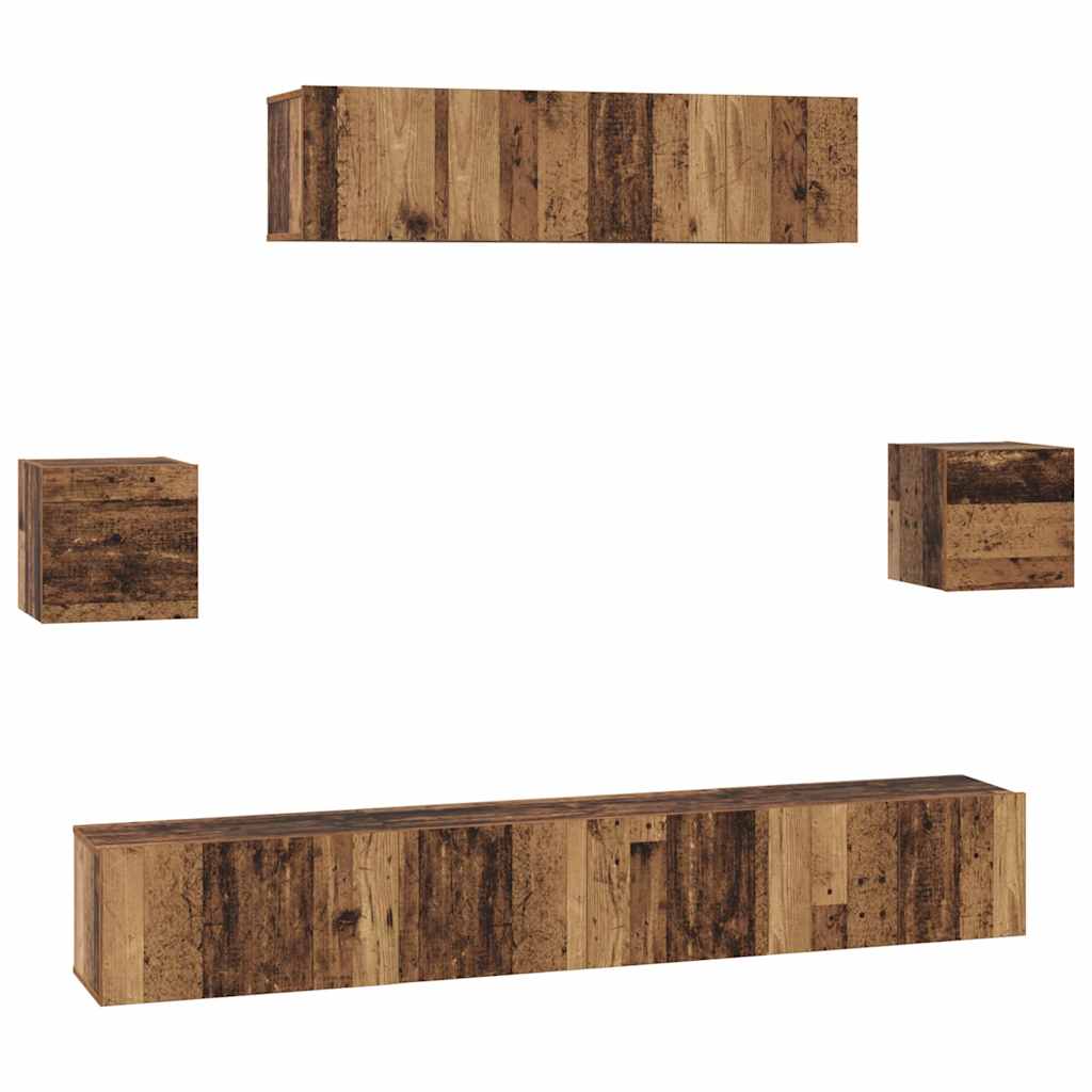 vidaXL Σετ επίπλου τηλεόρασης 7 pcs Παλαιό ξύλο 80 x 30 x 30 εκ