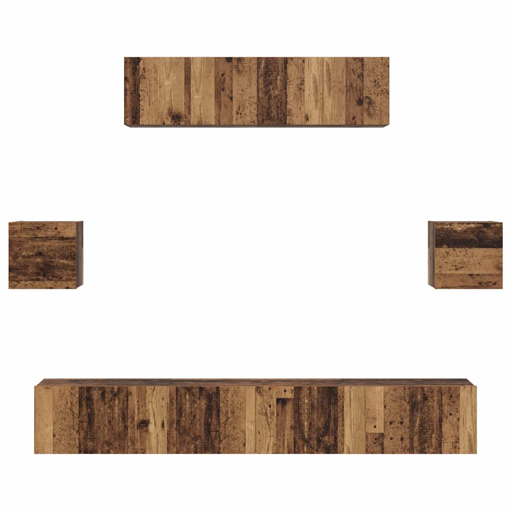 vidaXL Σετ επίπλου τηλεόρασης 7 pcs Παλαιό ξύλο 80 x 30 x 30 εκ