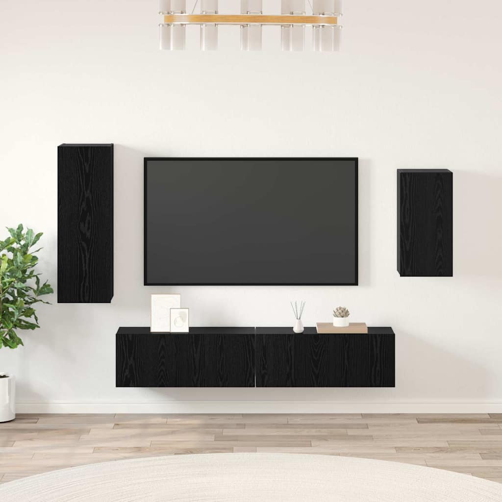 vidaXL Σετ τηλεοπτικού cabinet 4 pcs Μαύρη Δρυς 30.5 x 30 x 90 cm