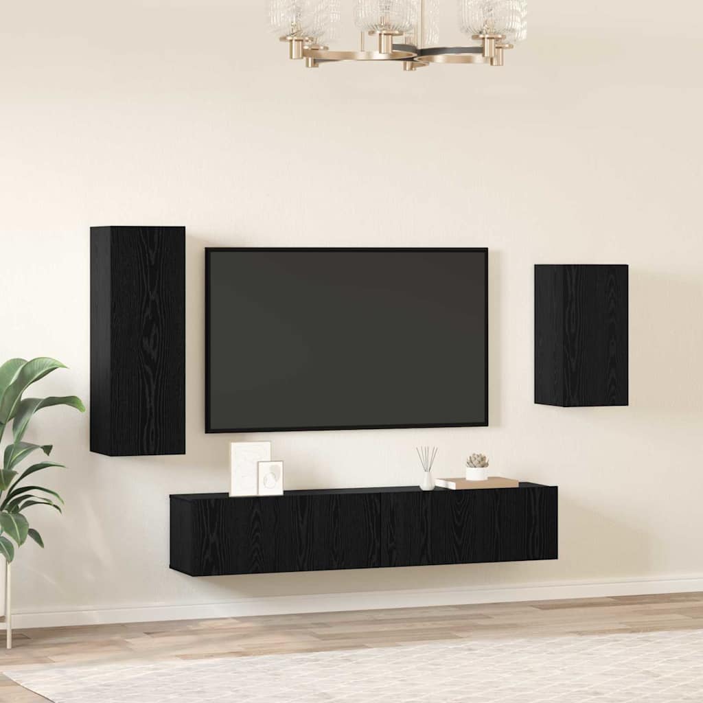 vidaXL Σετ τηλεοπτικού cabinet 4 pcs Μαύρη Δρυς 30.5 x 30 x 90 cm