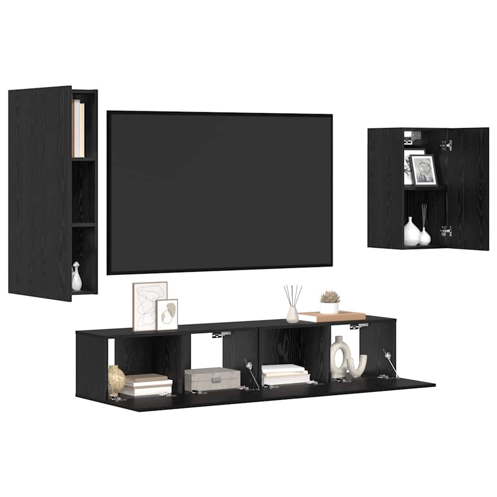 vidaXL Σετ τηλεοπτικού cabinet 4 pcs Μαύρη Δρυς 30.5 x 30 x 90 cm