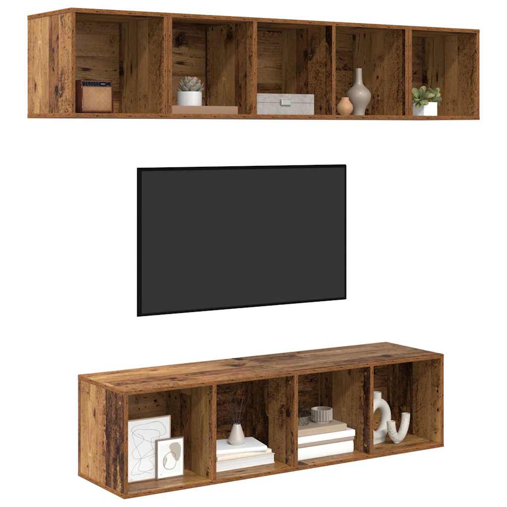 vidaXL Σετ επίπλου τηλεόρασης 4 pcs Παλιό ξύλο 37 x 37 x 142.5 εκ