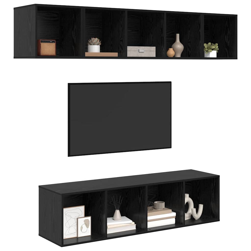 vidaXL Σετ επίπλου τηλεόρασης 4 pcs Μαύρη δρυς 37 x 37 x 142.5 εκ