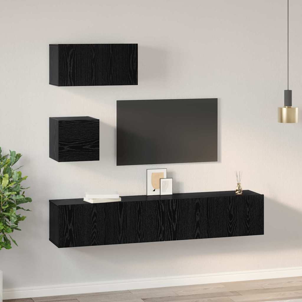 vidaXL Σετ επίπλου τηλεόρασης 4 pcs Μαύρη δρυς 80 x 30 x 30 εκ