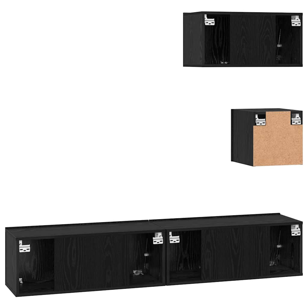 vidaXL Σετ επίπλου τηλεόρασης 4 pcs Μαύρη Οξυά Επεξεργασμένο ξύλο