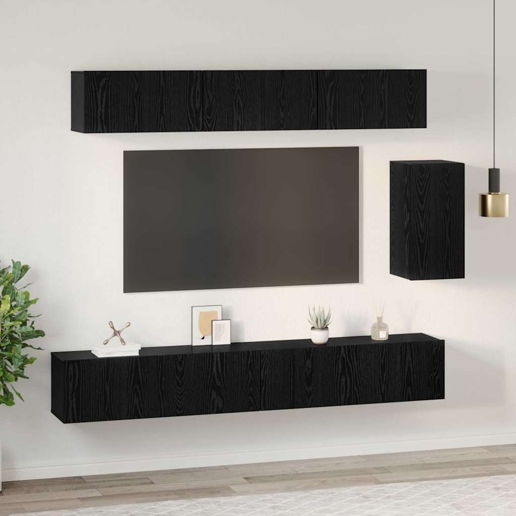vidaXL Σετ επίπλου τηλεόρασης 6 pcs Μαύρη Δρυς 100 x 30 x 30 εκ