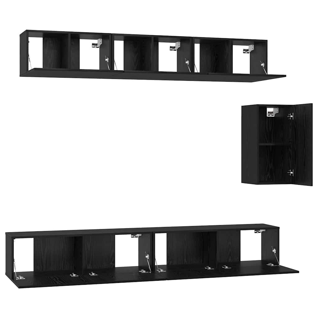 vidaXL Σετ επίπλου τηλεόρασης 6 pcs Μαύρη Δρυς 100 x 30 x 30 εκ