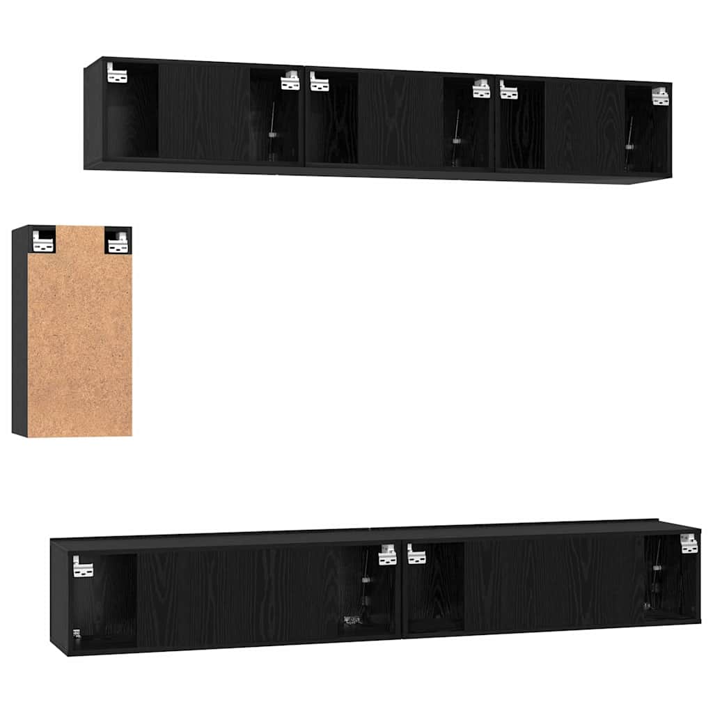 vidaXL Σετ επίπλου τηλεόρασης 6 pcs Μαύρη Δρυς 100 x 30 x 30 εκ