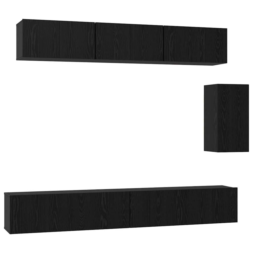 vidaXL Σετ επίπλου τηλεόρασης 6 pcs Μαύρη Δρυς 100 x 30 x 30 εκ