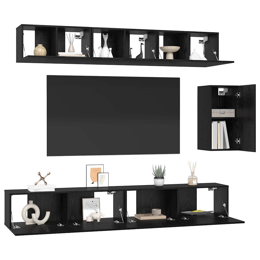 vidaXL Σετ επίπλου τηλεόρασης 6 pcs Μαύρη Δρυς 100 x 30 x 30 εκ