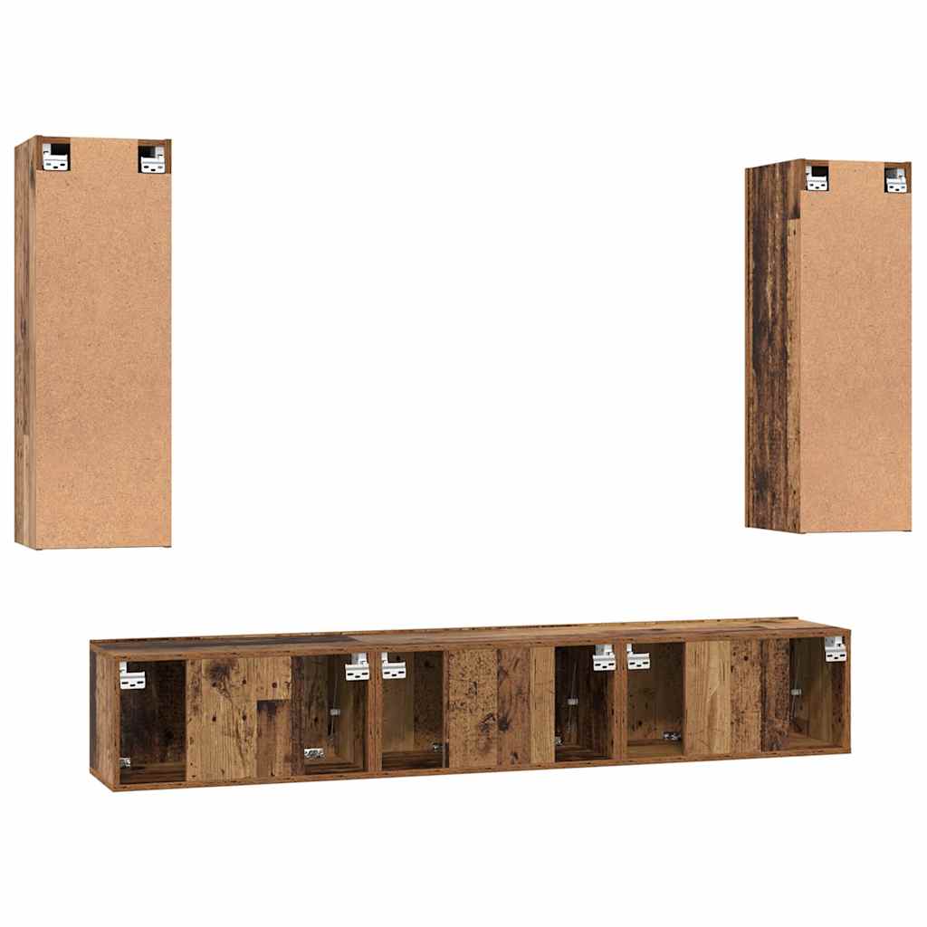 vidaXL Σετ επίπλου τηλεόρασης 4 pcs Παλαιό ξύλο 30.5 x 30 x 90 cm