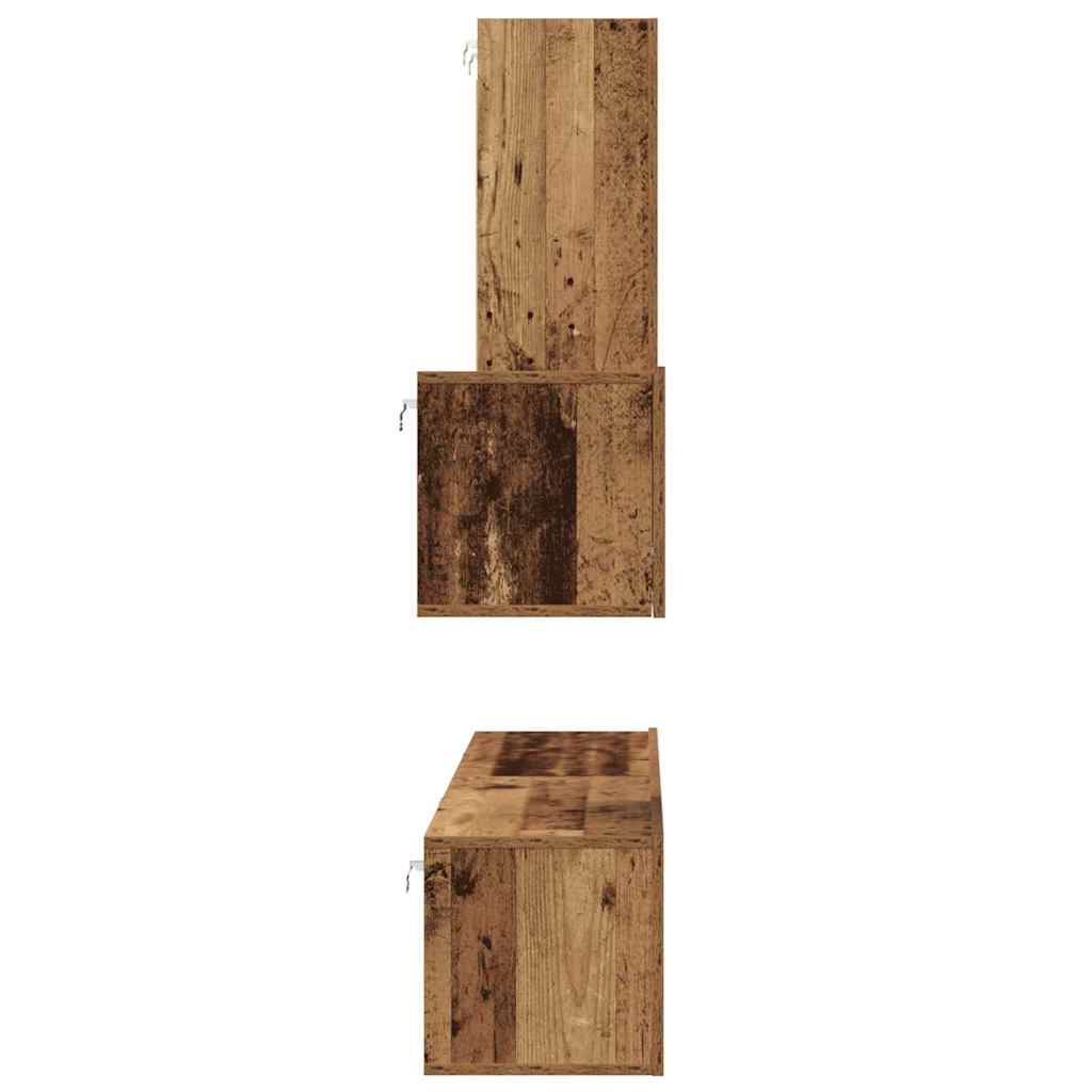 vidaXL Τηλεοπτική Κάβα Τοίχου με ράφι Άλλο 4 pcs Παλιό ξύλο Μέγεθος: Μεσαίο