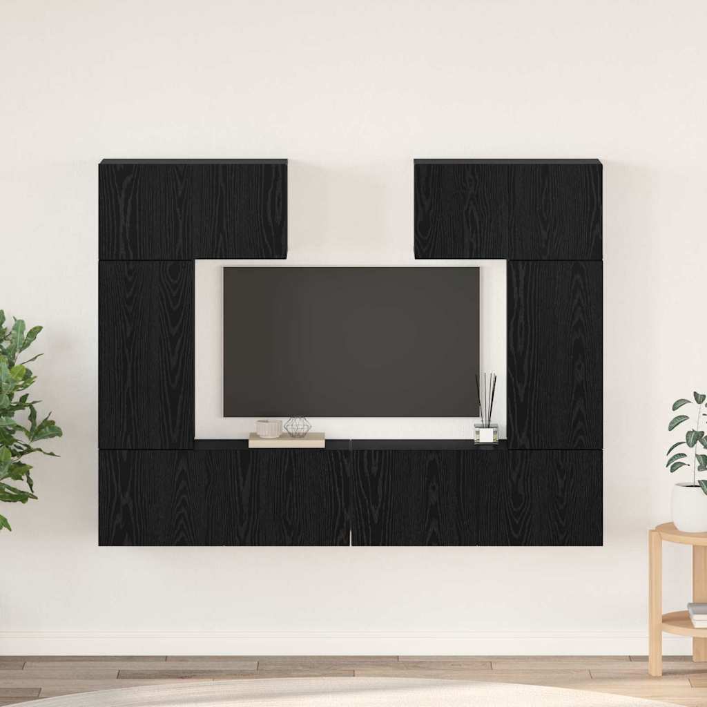 vidaXL Σετ επίπλου τηλεόρασης με ράφι 6 pcs Μαύρη δρυς 80 x 30 x 30 εκ