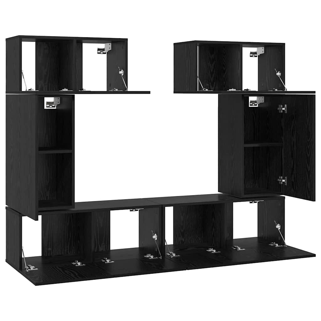 vidaXL Σετ επίπλου τηλεόρασης με ράφι 6 pcs Μαύρη δρυς 80 x 30 x 30 εκ