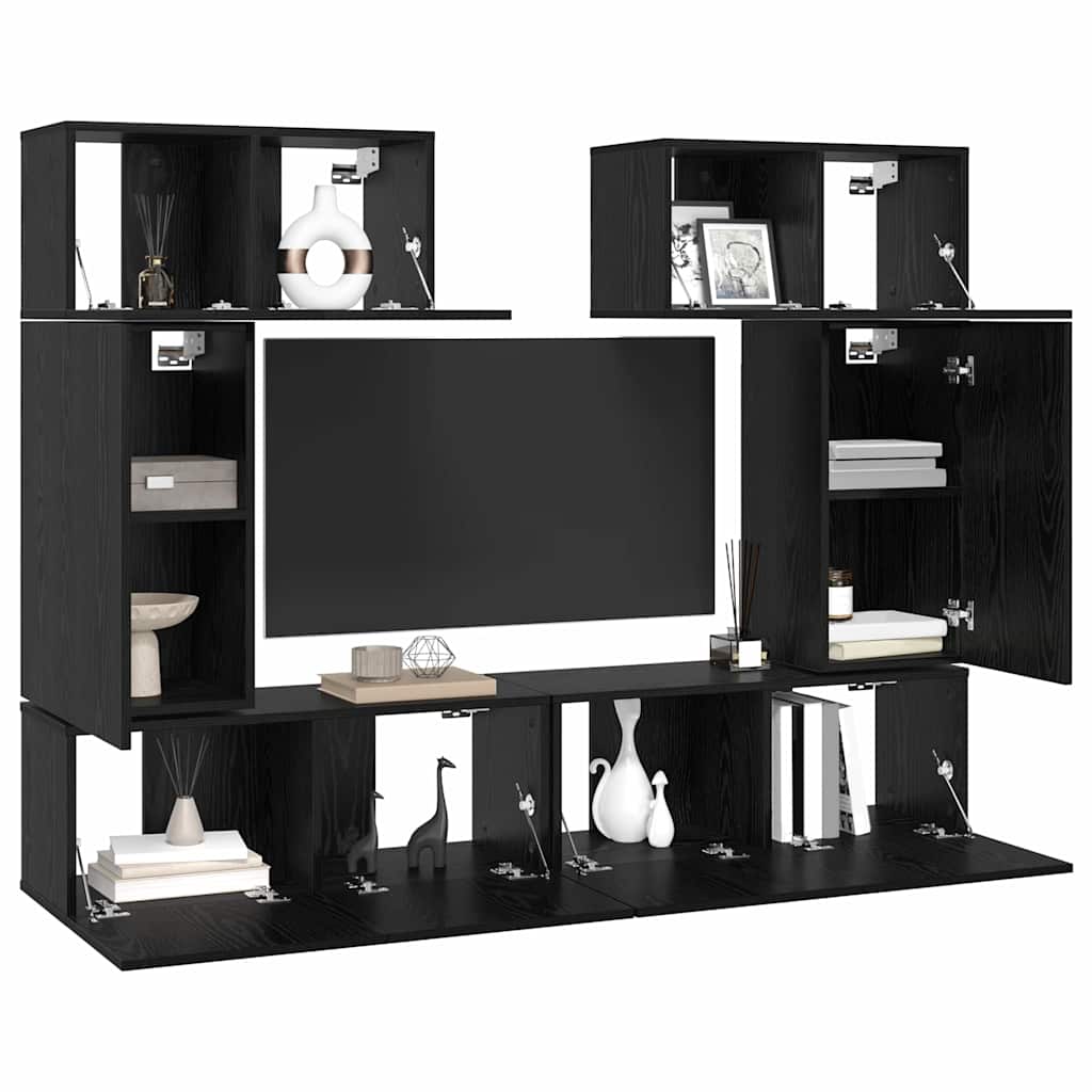 vidaXL Σετ επίπλου τηλεόρασης με ράφι 6 pcs Μαύρη δρυς 80 x 30 x 30 εκ