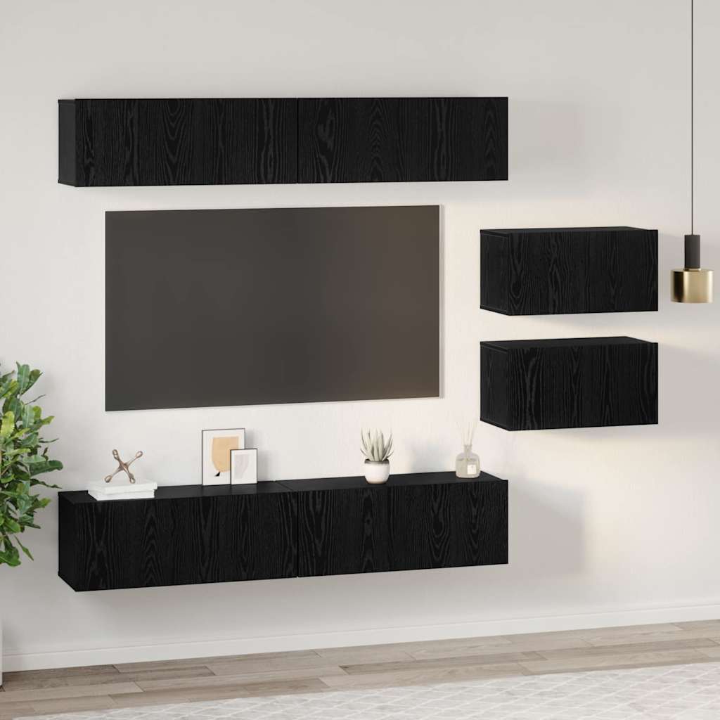 vidaXL Σετ επίπλου τηλεόρασης 6 pcs Μαύρη δρυς 80 x 30 x 30.5 εκ