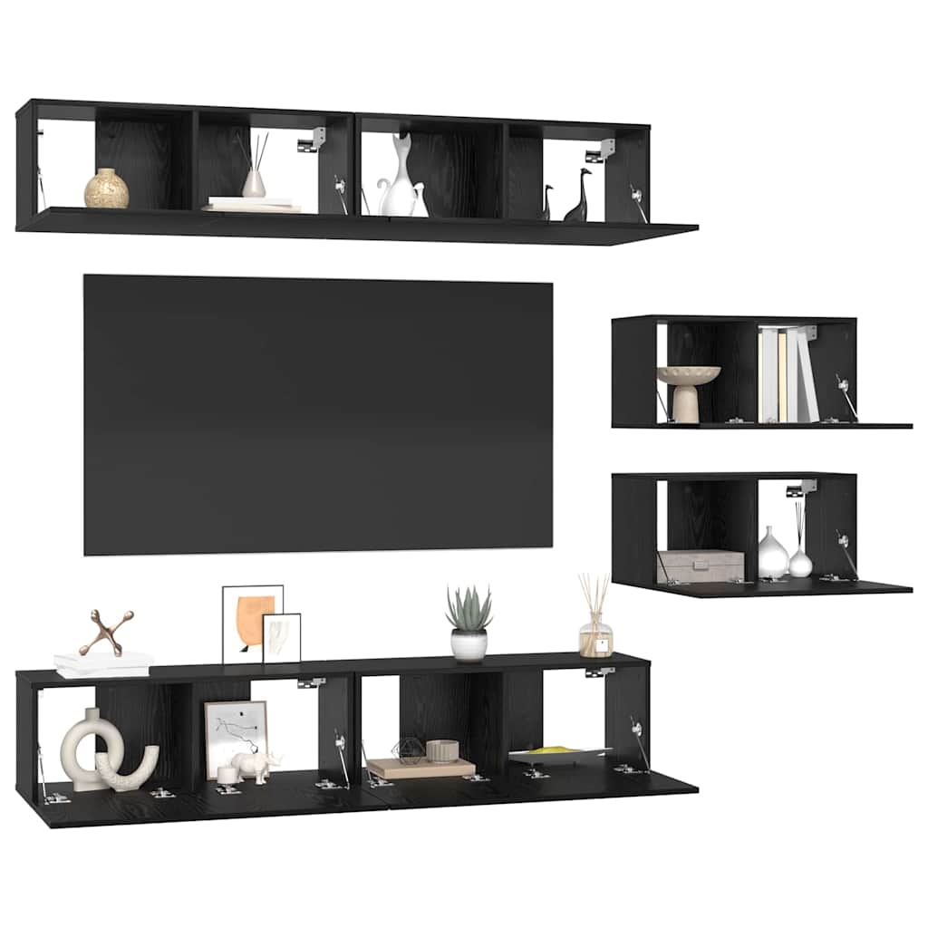 vidaXL Σετ επίπλου τηλεόρασης 6 pcs Μαύρη δρυς 80 x 30 x 30.5 εκ