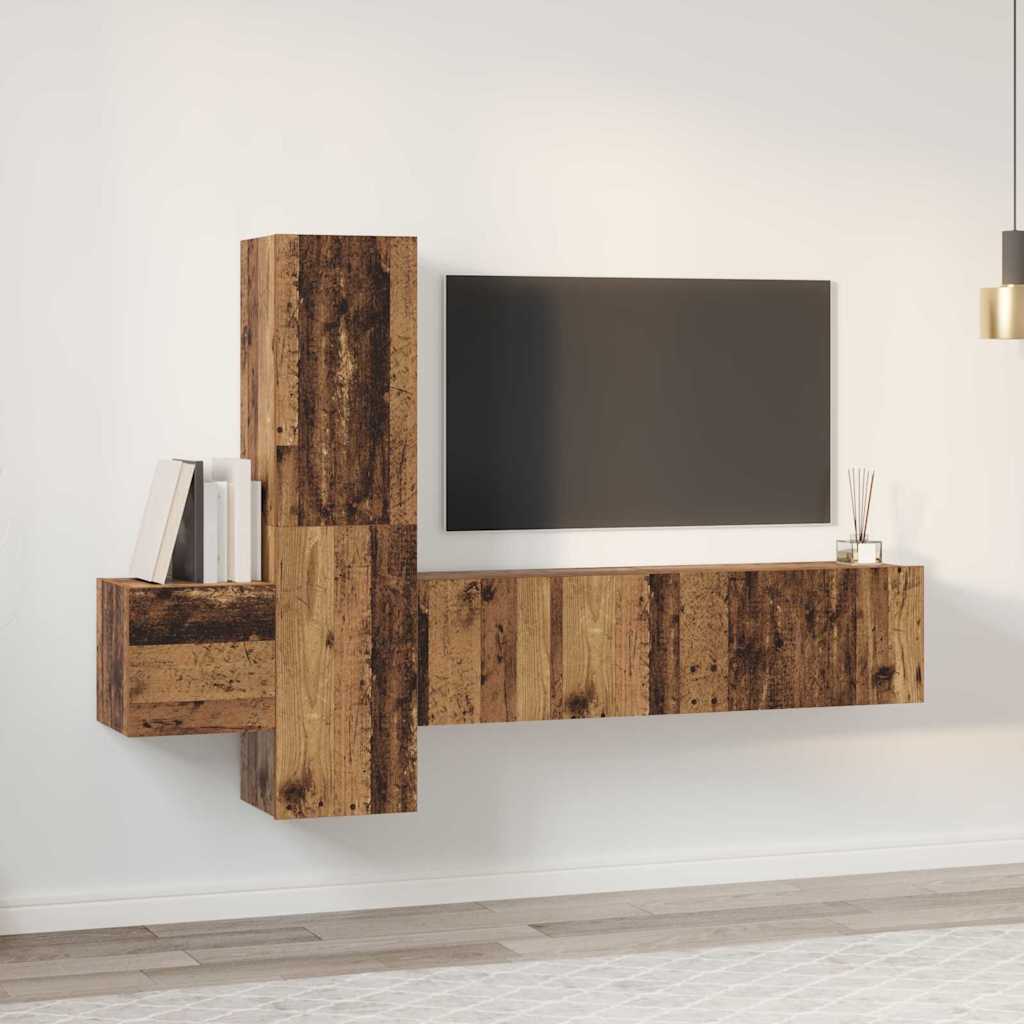 vidaXL Σετ επίπλου τηλεόρασης 5 pcs Παλαιό ξύλο Μέγεθος: Μεσαίο