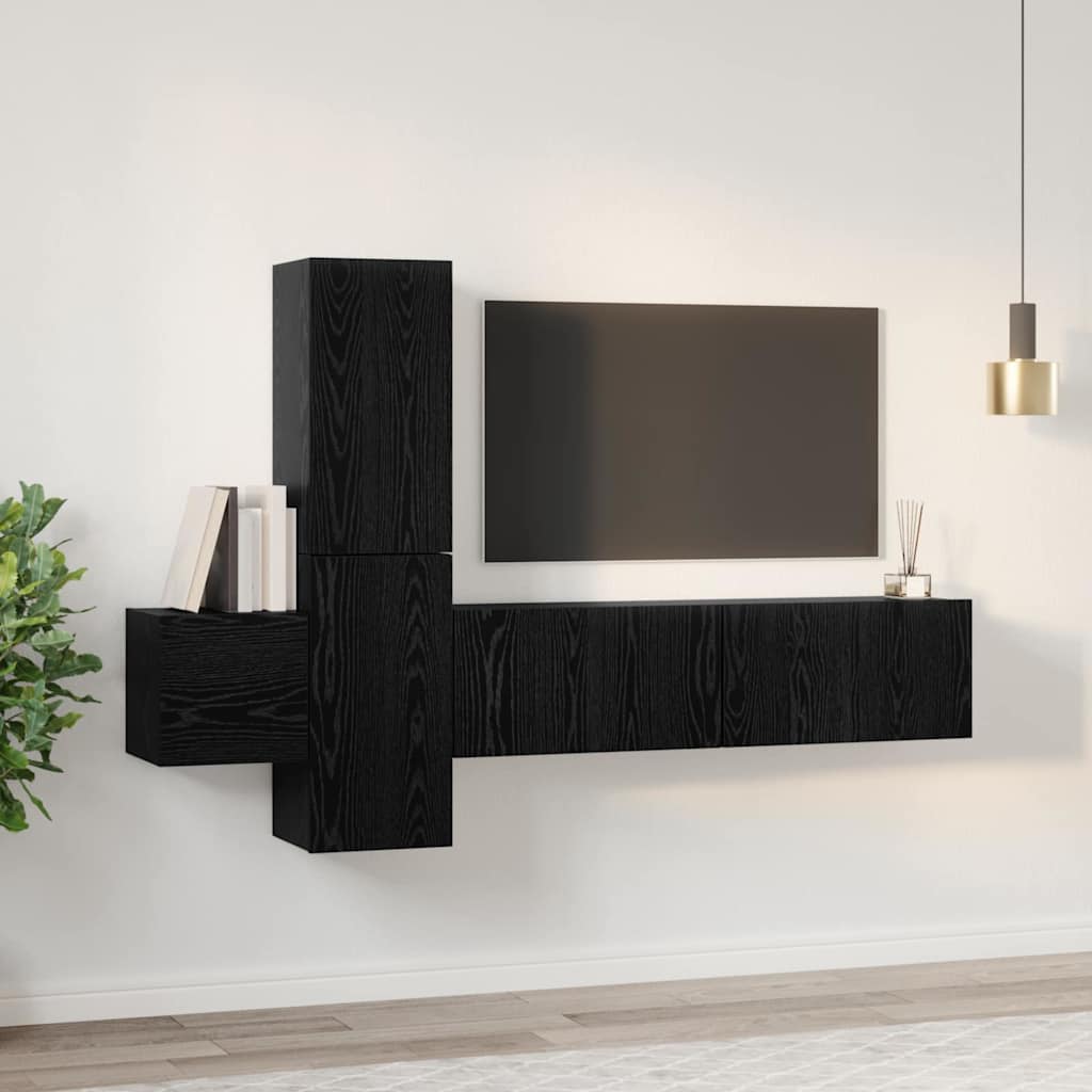 vidaXL Σετ επίπλου τηλεόρασης 5 pcs Μαύρη δρυς Επεξεργασμένο ξύλο