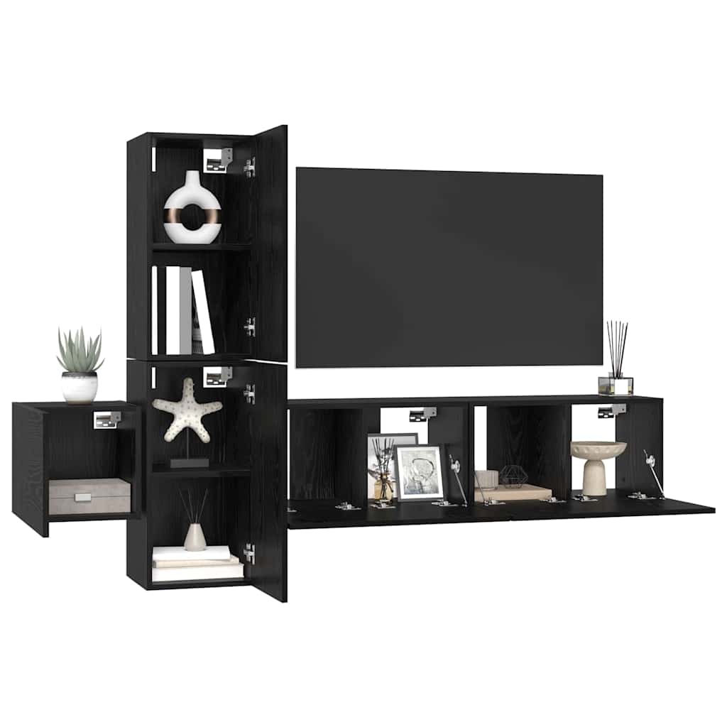 vidaXL Σετ επίπλου τηλεόρασης 5 pcs Μαύρη δρυς Επεξεργασμένο ξύλο